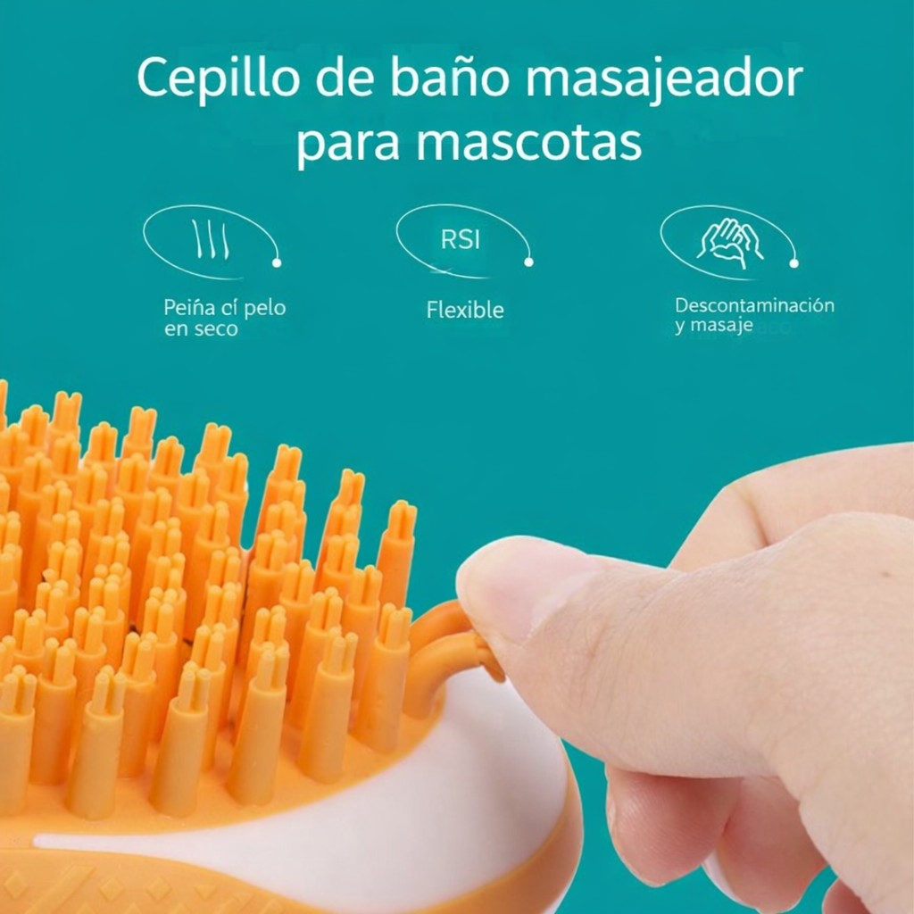 Cepillo de Baño 2 en 1 para Perros y Gatos