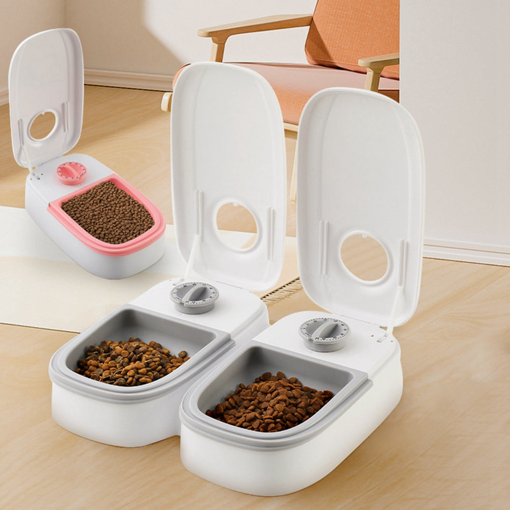 Comedero automático para mascotas, dispensador de comida inteligente para gatos y perros, temporizador, tazón de acero inoxidable, suministros para mascotas. Puedes poner le hasta un Maximo de 48 horas.