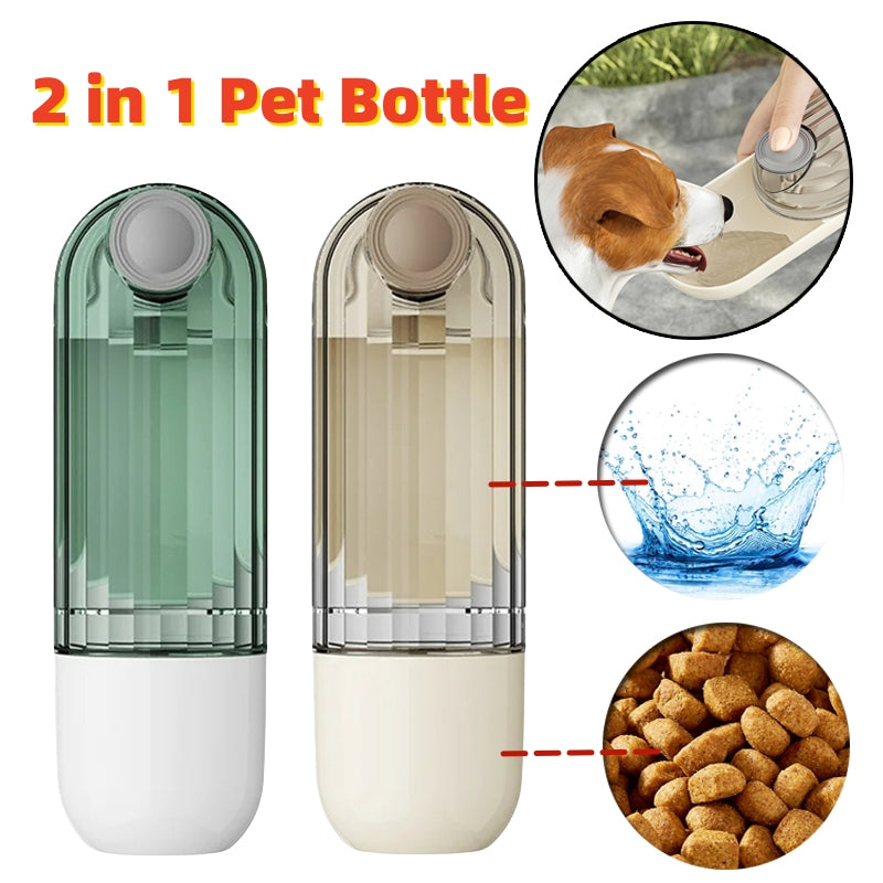 Vaso de agua 2 en 1 para mascotas, diseño segmentado, color verde, portátil, para pasear perros, suministros de alimentación para perros, suministros para mascotas, comedero de agua para pasear perros, productos para mascotas.
