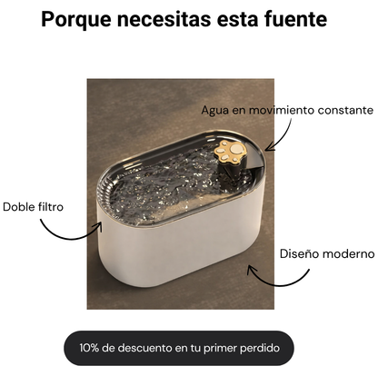 Fuente automática para gatos | Silenciosa y fácil de limpiar