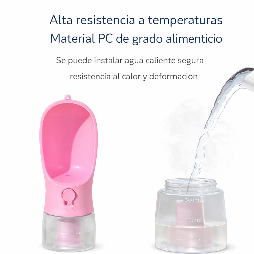 Botella portátil 3 en 1 para perros de 300ml. Para cachorros o perros pequeños.