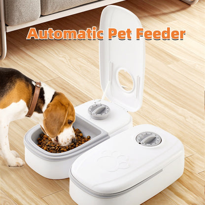Comedero automático para mascotas, dispensador de comida inteligente para gatos y perros, temporizador, tazón de acero inoxidable, suministros para mascotas. Puedes poner le hasta un Maximo de 48 horas.