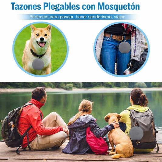 Comedero/Bebedero Doble Plegable para Perros y Gatos con Alfombrilla Antiderrames